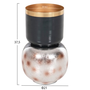 TABLE VASE LINGON FK4233.05 METAL IN ANTHRACITE BLUE-BRUSHED SILVER Φ21x37,5Hcm. TABLE VASE LINGON FK4233.05 METAL IN ANTHRACITE BLUE-BRUSHED SILVER Φ21x37,5Hcm.