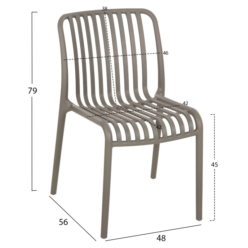 CHAIR OUTDOOR CONVEE FK6104.07 POLYPROPYLENE IN DARK OLIVE 48x56x79Hcm. CHAIR OUTDOOR CONVEE FK6104.07 POLYPROPYLENE IN DARK OLIVE 48x56x79Hcm.