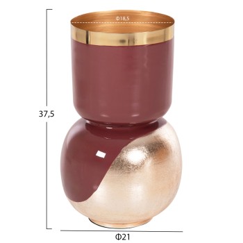 TABLE VASE LINGON FK4233.06 METAL IN CHERRY RED-GOLD PEARL Φ21x37,5Hcm. TABLE VASE LINGON FK4233.06 METAL IN CHERRY RED-GOLD PEARL Φ21x37,5Hcm.