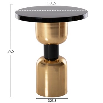 SIDE TABLE SURAT FK4236.04 METAL IN BLACK-GOLD Φ50,5x59,5Hcm. SIDE TABLE SURAT FK4236.04 METAL IN BLACK-GOLD Φ50,5x59,5Hcm.