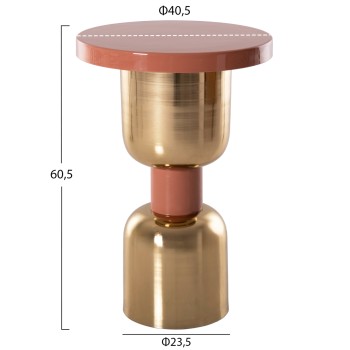 SIDE TABLE SURAT FK4237.08 METAL IN SALMON-GOLD Φ40,5x60,5Hcm. SIDE TABLE SURAT FK4237.08 METAL IN SALMON-GOLD Φ40,5x60,5Hcm.