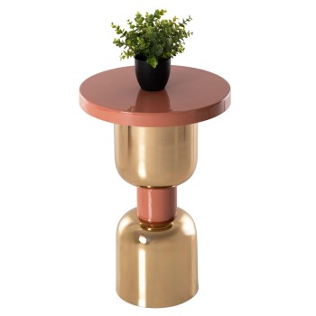 SIDE TABLE SURAT FK4237.08 METAL IN SALMON-GOLD Φ40,5x60,5Hcm.