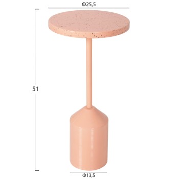 SIDE TABLE BOMBAY FK4251.08 METAL IN SALMON COLOR WITH DOTTED TABLETOP Φ25,5x51Hcm.