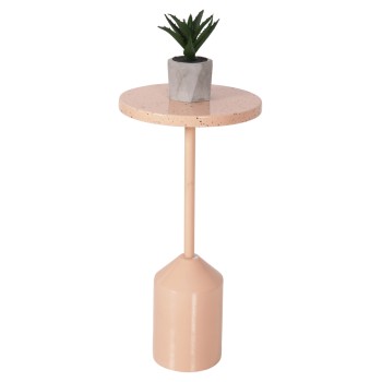 SIDE TABLE BOMBAY FK4251.08 METAL IN SALMON COLOR WITH DOTTED TABLETOP Φ25,5x51Hcm.