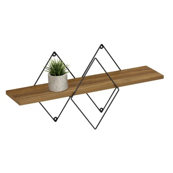 WALL SHELF CHANTRIA FK8934.11 MELAMINE IN OAK COLOR-METAL IN BLACK 60x14x36Hcm.