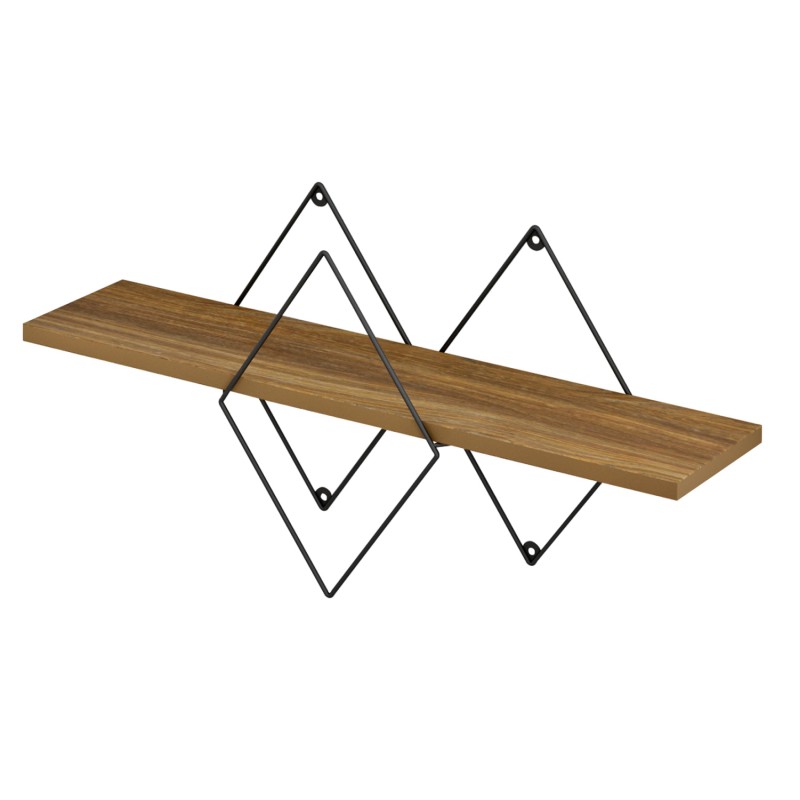 WALL SHELF CHANTRIA FK8934.11 MELAMINE IN OAK COLOR-METAL IN BLACK 60x14x36Hcm. WALL SHELF CHANTRIA FK8934.11 MELAMINE IN OAK COLOR-METAL IN BLACK 60x14x36Hcm.