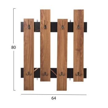 WALL COAT HANGER WESSON FK8940.15 MELAMINE IN BLACK MARBLE & NATURAL 64x4x79Hcm.