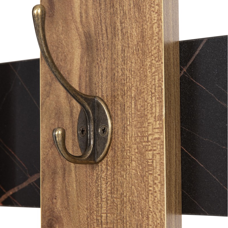 WALL COAT HANGER WESSON FK8940.15 MELAMINE IN BLACK MARBLE & NATURAL 64x4x79Hcm. WALL COAT HANGER WESSON FK8940.15 MELAMINE IN BLACK MARBLE & NATURAL 64x4x79Hcm.