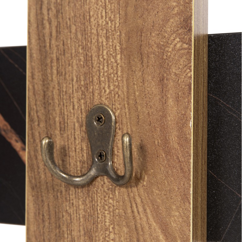 WALL COAT HANGER WESSON FK8940.15 MELAMINE IN BLACK MARBLE & NATURAL 64x4x79Hcm. WALL COAT HANGER WESSON FK8940.15 MELAMINE IN BLACK MARBLE & NATURAL 64x4x79Hcm.