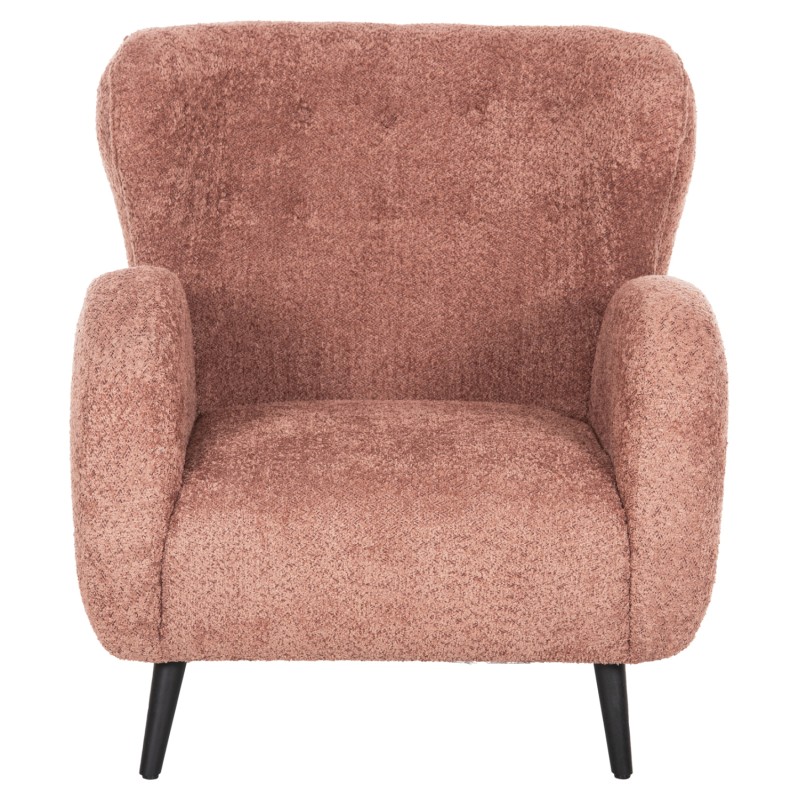 ARMCHAIR KRYLY FK9593.02 PINK BOUCLE FABRIC-BLACK WOODEN LEGS 83x87x89Hcm. ARMCHAIR KRYLY FK9593.02 PINK BOUCLE FABRIC-BLACK WOODEN LEGS 83x87x89Hcm.