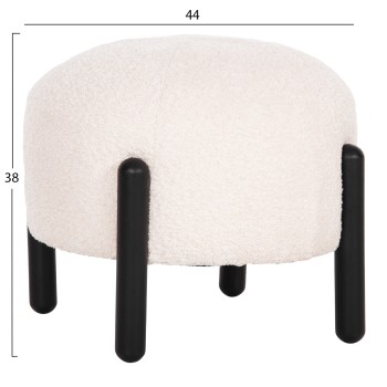 STOOL ROUND EWAN FK9596.06 ECRU BOUCLE FABRIC-BLACK METAL LEGS Φ45x36Hcm. STOOL ROUND EWAN FK9596.06 ECRU BOUCLE FABRIC-BLACK METAL LEGS Φ45x36Hcm.