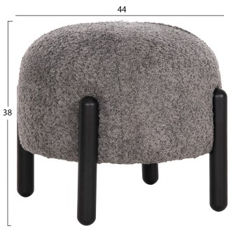 STOOL ROUND EWAN FK9596.01 GREY BOUCLE FABRIC-BLACK METAL LEGS Φ45x36Hcm. STOOL ROUND EWAN FK9596.01 GREY BOUCLE FABRIC-BLACK METAL LEGS Φ45x36Hcm.