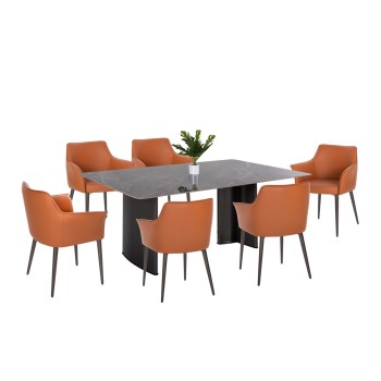 DINING SET INDOORS 7PCS FK11960 TABLE HEFF & 6 ARMCHAIRS HELM