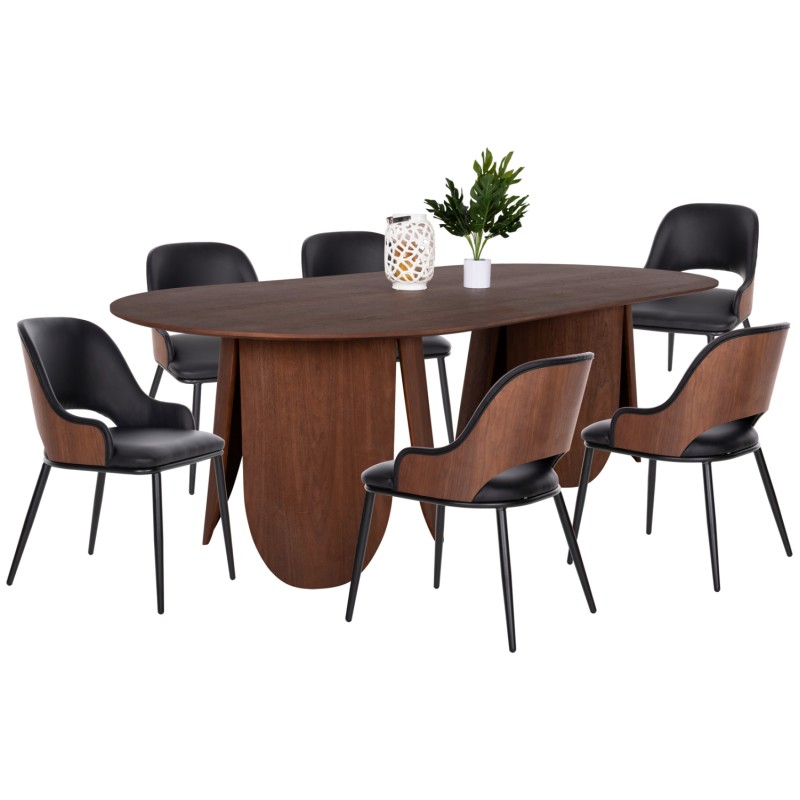 DINING SET 7PCS FK11969 TABLE OVAL DENTY & 6 CHAIRS DELF(BLACK) DINING SET 7PCS FK11969 TABLE OVAL DENTY & 6 CHAIRS DELF(BLACK)