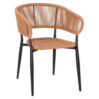 ARMCHAIR ALUMINUM EULO FK5783.13 BLACK-SYNTHETIC RATTAN BEIGE 55,5x63,5x78Hcm.