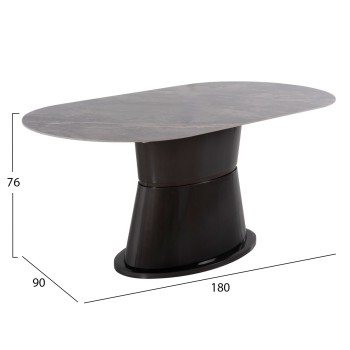 DINING SET 7PCS FK11974 TABLE BENT & 6 ARMCHAIRS HELM(CAMEL)