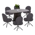 DINING SET 7PCS FK11975 TABLE BENT & 6 ARMCHAIRS WINON(GREY) DINING SET 7PCS FK11975 TABLE BENT & 6 ARMCHAIRS WINON(GREY)
