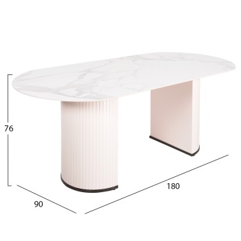 DINING SET 7PCS FK11976 TABLE CORBY & 6 ARMCHAIRS WINON(BEIGE)