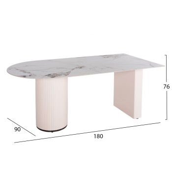 DINING SET 7PCS FK11977 TABLE CERAMUS & 6 ARMCHAIRS WINON