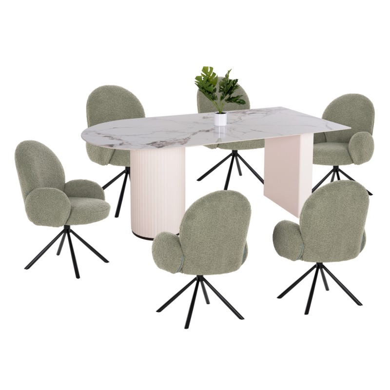 DINING SET 7PCS FK11977 TABLE CERAMUS & 6 ARMCHAIRS WINON DINING SET 7PCS FK11977 TABLE CERAMUS & 6 ARMCHAIRS WINON