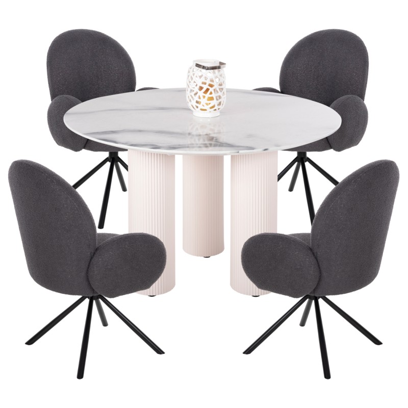 DINING SET 5PCS FK11978 TABLE DORIK & 4 ARMCHAIRS WINON(GREY) DINING SET 5PCS FK11978 TABLE DORIK & 4 ARMCHAIRS WINON(GREY)