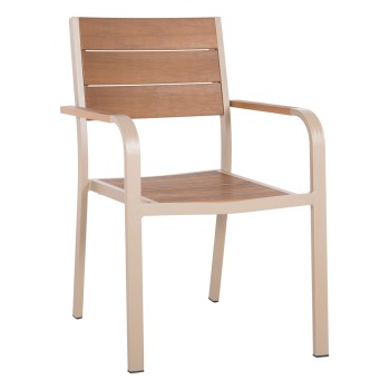 ARMCHAIR ALUMINUM SAGA FK5127.04 CHAMPAGNE-COLORED WITH POLYWOOD SEAT AND BACKREST 55x52x86Hcm.