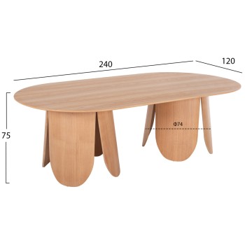 DINING TABLE OVAL DENTY FK9611.01 MDF WITH OAK VENEER-NATURAL OAK 240x120x75Hcm.