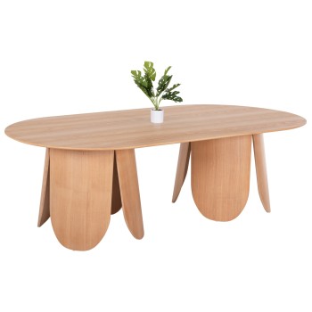 DINING TABLE OVAL DENTY FK9611.01 MDF WITH OAK VENEER-NATURAL OAK 240x120x75Hcm.