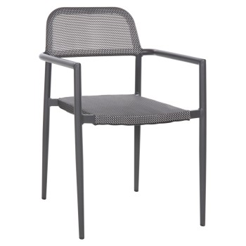 ALUMINUM ARMCHAIR RONNY FK5998.01 GREY FRAME & GREY TEXTILENE 53x51x80Hcm.