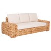 OUTDOOR SOFA 3-SEATER TROPEL FK9808 MANGO WOOD-RATTAN NATURAL COLOR-WHITE CUSHIONS 216x88x70-85Hcm.