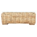 OUTDOOR COFFEE TABLE TROPEL FK9811 MANGO WOOD-NATURAL RATTAN-SAFETY GLASS 110x60x40Hcm. OUTDOOR COFFEE TABLE TROPEL FK9811 MANGO WOOD-NATURAL RATTAN-SAFETY GLASS 110x60x40Hcm.