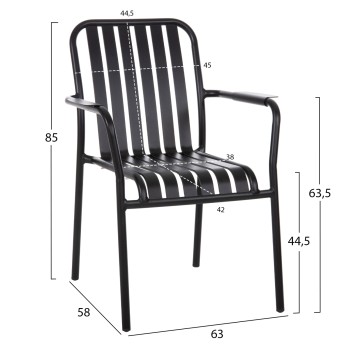 ALUMINUM ARMCHAIR RACHEL FK6088.01 BLACK 63x58x85Hcm. ALUMINUM ARMCHAIR RACHEL FK6088.01 BLACK 63x58x85Hcm.