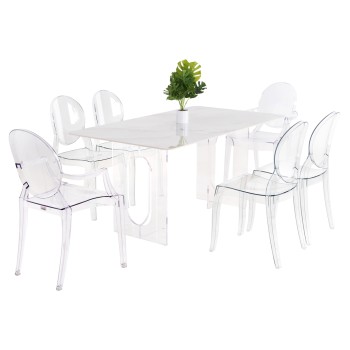 DINING SET 7pcs FK11959 TABLE AETHER- 2 ARMCHAIRS & 4 CHAIRS ARAMIS