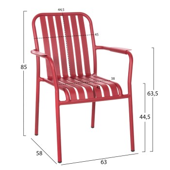 ALUMINUM ARMCHAIR RACHEL FK6088.05 RED 63x58x85Hcm. ALUMINUM ARMCHAIR RACHEL FK6088.05 RED 63x58x85Hcm.