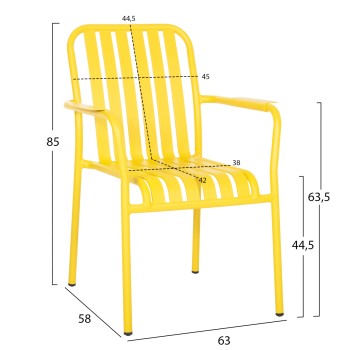 ALUMINUM ARMCHAIR RACHEL FK6088.06 YELLOW 63x58x85Hcm. ALUMINUM ARMCHAIR RACHEL FK6088.06 YELLOW 63x58x85Hcm.