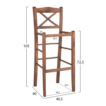 BAR STOOL LUCIUS FK5586.01 BEECH WOOD IMPREGNATED IN WALNUT COLOR 40,5x40x105Hcm.FRAME ONLY BAR STOOL LUCIUS FK5586.01 BEECH WOOD IMPREGNATED IN WALNUT COLOR 40,5x40x105Hcm.FRAME ONLY