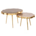 SET 2PCS COFFEE TABLES ANGUL FK10708 METAL IN GOLD-BLACK-WHITE