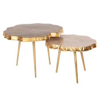 SET 2PCS COFFEE TABLES ANGUL FK10708 METAL IN GOLD-BLACK-WHITE