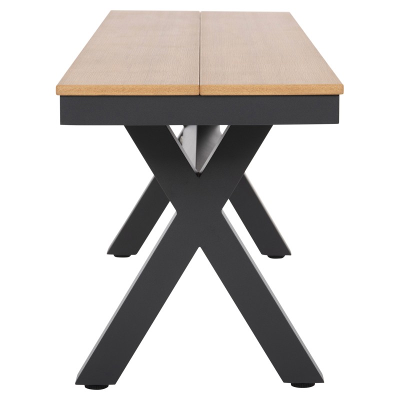 ALUMINUM BENCH TAWNEE FK6038.01 ANTHRACITE WITH POLYWOOD SEAT IN NATURAL WOOD COLOR 150x36x45Hcm. ALUMINUM BENCH TAWNEE FK6038.01 ANTHRACITE WITH POLYWOOD SEAT IN NATURAL WOOD COLOR 150x36x45Hcm.