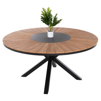OUTDOOR ROUND TABLE MORIL FK6042.01 ALUMINUM IN ANTHRACITE-POLYWOOD IN NATURAL WOOD Φ150cm.