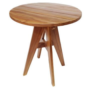 OUTDOOR ROUND TABLE LEO FK9917 SOLID TEAK WOOD IN NATURAL Φ70x75Hcm.