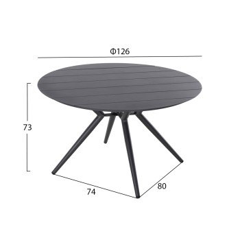 OUTDOOR TABLE ROUND HIGER FK6061.03 ANTHRACITE ALUMINUM Φ126Χ73Hcm.