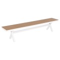 ALUMINUM BENCH TAWNEE FK6040.02 WHITE WITH POLYWOOD SEAT IN NATURAL WOOD COLOR 220x36x44,5Hcm. ALUMINUM BENCH TAWNEE FK6040.02 WHITE WITH POLYWOOD SEAT IN NATURAL WOOD COLOR 220x36x44,5Hcm.