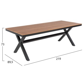 ALUMINUM RECTANGULAR TABLE TAWNEE FK6039.01 ANTHRACITE-POLYWOOD IN NATURAL WOOD 219,5x89,5x73cm. ALUMINUM RECTANGULAR TABLE TAWNEE FK6039.01 ANTHRACITE-POLYWOOD IN NATURAL WOOD 219,5x89,5x73cm.