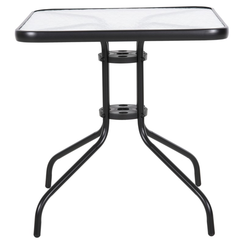 OUTDOOR TABLE SQUARE FIGO FK5036.03 BLACK METAL-GLASS TABLETOP 70Χ70Χ70Hcm OUTDOOR TABLE SQUARE FIGO FK5036.03 BLACK METAL-GLASS TABLETOP 70Χ70Χ70Hcm