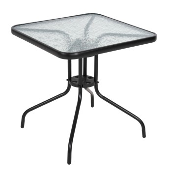 OUTDOOR TABLE SQUARE FIGO FK5036.03 BLACK METAL-GLASS TABLETOP 70Χ70Χ70Hcm
