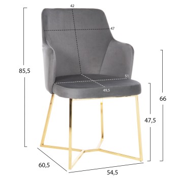 ARMCHAIR TRIANA FK9278.11 GREY VELVET WITH GOLD METAL LEGS 54,5x60,5x85,5Hcm. ARMCHAIR TRIANA FK9278.11 GREY VELVET WITH GOLD METAL LEGS 54,5x60,5x85,5Hcm.