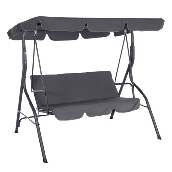 PORCH SWINGER 3-SEATER WITH SUNSHIELD LIKID FK5979.01 METAL FRAME AND FABRIC IN GREY 170x110x153Hcm.