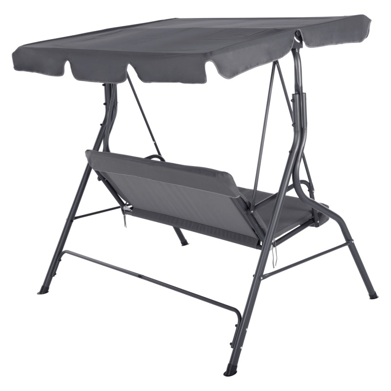 PORCH SWINGER 3-SEATER WITH SUNSHIELD LIKID FK5979.01 METAL FRAME AND FABRIC IN GREY 170x110x153Hcm. PORCH SWINGER 3-SEATER WITH SUNSHIELD LIKID FK5979.01 METAL FRAME AND FABRIC IN GREY 170x110x153Hcm.