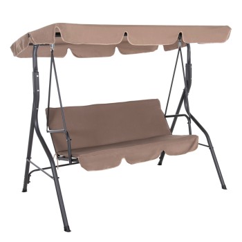 PORCH SWINGER 3-SEATER WITH SUNSHIELD LIKID FK5979.02 METAL GREY- FABRIC IN BROWN 174x110x200Hcm.